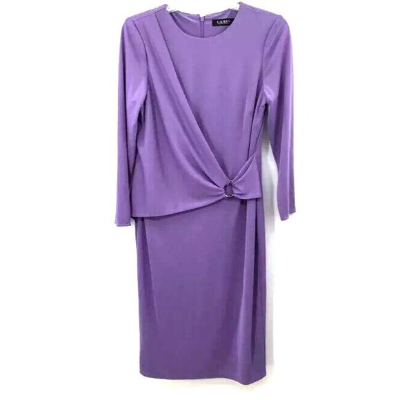 Lauren Ralph Lauren Stretch Crew Neck 3/4 Sleeve Dress in Wisteria size … - Picture 4 of 9